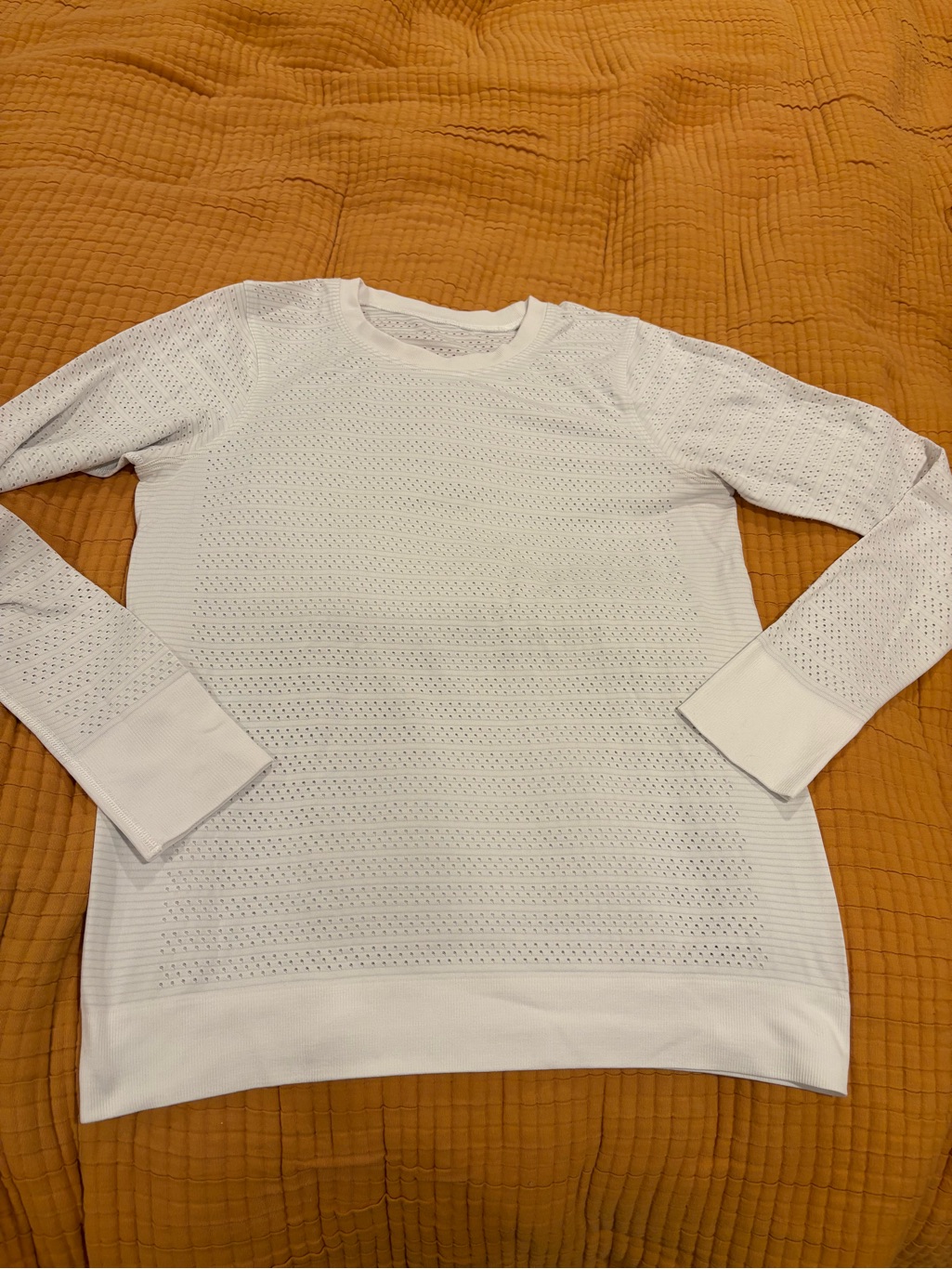 Lululemon Athletica Women's White Perforated Crewneck Top
